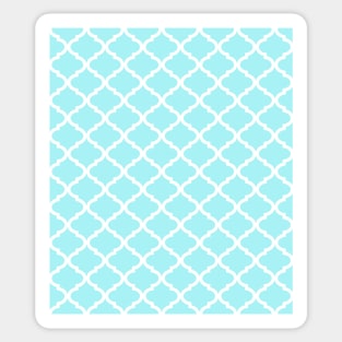 Aqua Light Blue White Quatrefoil Pattern Sticker